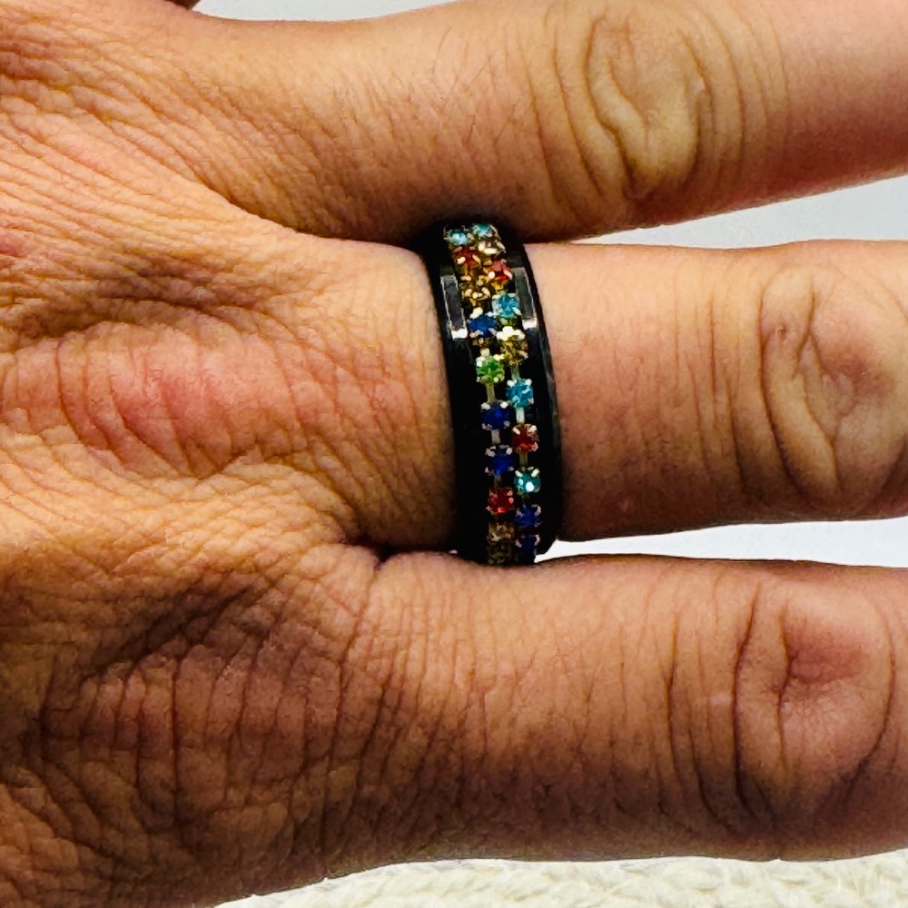 Multi-Color Rhinestone Spinner Ring - image 3